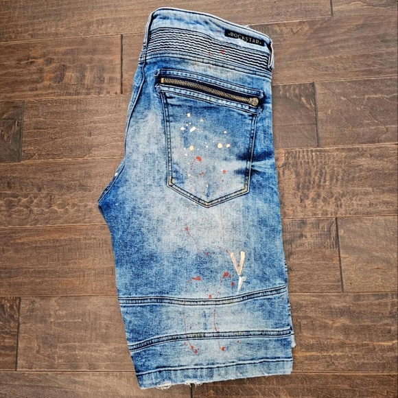 Rockstar Distressed Men's Paint Splattered Denim Shorts Sz 38 - Picture 4 of 6